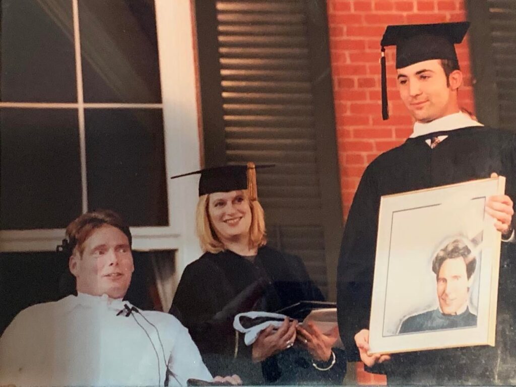 Christopher Reeve spoke at Drew University’s 1999 commencement, where the ‘Superman’ actor picked up an honorary degree and a portrait of himself, painted by student James Fiorentino